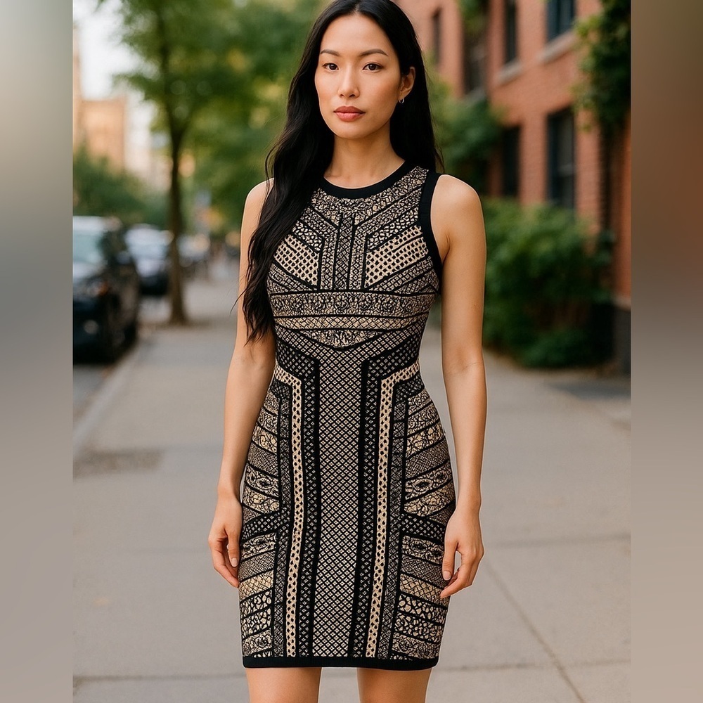 WOW Couture Black and white Patterned Midi Dress small🛍Bundle sale🛍